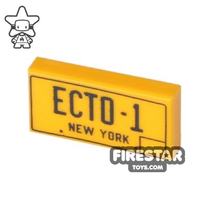 LEGO New York ECTO-1 LICENSE PLATE 1x2 Yellow Orange Ghost Busters Tile 21108